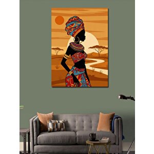 Kanvas Tablo Afrikalı Kadın Ve Çöl Manzarası 100x140 cm