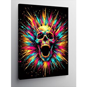 Kanvas Tablo Neon Kafatası Parlaması 50x70 cm
