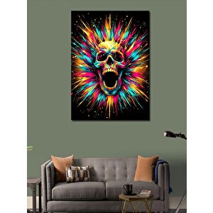 Kanvas Tablo Neon Kafatası Parlaması 50x70 cm