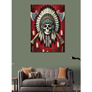 Kanvas Tablo Kafatası Ve Çift Balta 70x100 cm