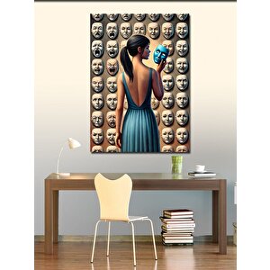Kanvas Tablo Maskeler Ve Kendini Arayan Kadın 100x140 cm