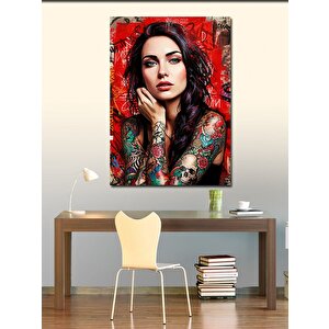 Kanvas Tablo Renkli Dövmeli Kadın Portresi 100x140 cm