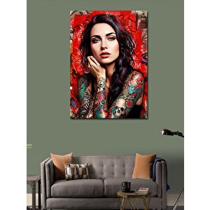 Kanvas Tablo Renkli Dövmeli Kadın Portresi 100x140 cm