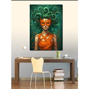 Kanvas Tablo Turuncu Maskeli Kadın 70x100 cm