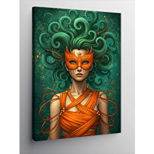 Kanvas Tablo Turuncu Maskeli Kadın 50x70 cm