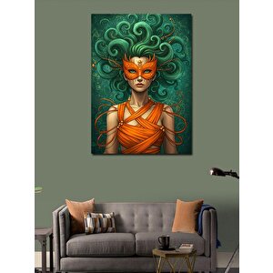 Kanvas Tablo Turuncu Maskeli Kadın 50x70 cm