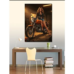 Kanvas Tablo Motosikletli Kadın 100x140 cm