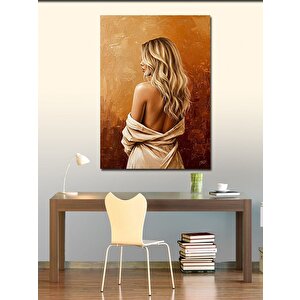 Kanvas Tablo Altın Tonlarda Kadın 100x140 cm