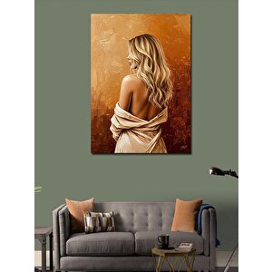 Kanvas Tablo Altın Tonlarda Kadın 100x140 cm