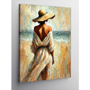 Kanvas Tablo Şapkalı Kadın Manzarası 70x100 cm