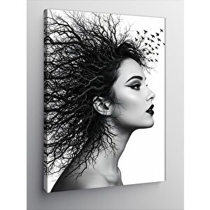 Kanvas Tablo Rüzgarlı Kadın Portresi 100x140 cm