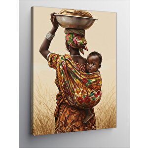Kanvas Tablo Bebek Taşıyan Afrikalı Kadın 100x140 cm
