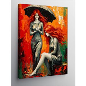 Kanvas Tablo Yağmur Ve Kadınlar 50x70 cm