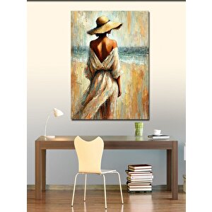 Kanvas Tablo Şapkalı Kadın Manzarası 100x140 cm