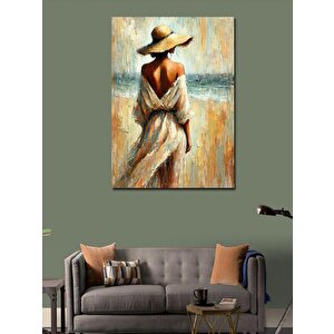 Kanvas Tablo Şapkalı Kadın Manzarası 100x140 cm