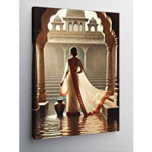 Kanvas Tablo Hintli Kadın Ve Tapınak 50x70 cm
