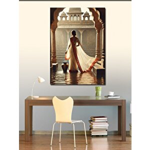 Kanvas Tablo Hintli Kadın Ve Tapınak 50x70 cm