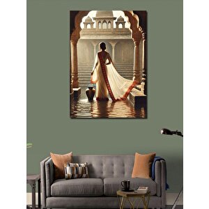 Kanvas Tablo Hintli Kadın Ve Tapınak 50x70 cm
