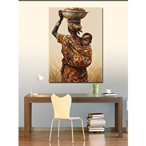 Kanvas Tablo Bebek Taşıyan Afrikalı Kadın 70x100 cm