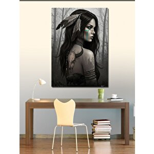 Kanvas Tablo Kızılderili Kadın Ve Orman Mistisizmi 70x100 cm