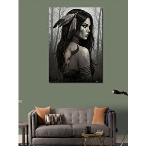 Kanvas Tablo Kızılderili Kadın Ve Orman Mistisizmi 70x100 cm