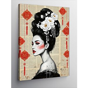 Kanvas Tablo Japon Kadın Portresi 100x140 cm