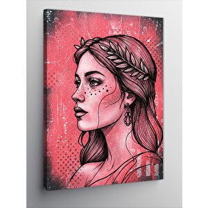 Kanvas Tablo Çizgisel Kadın Portresi 70x100 cm