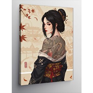 Kanvas Tablo Japon Kadın Dövme Sanatı 100x140 cm