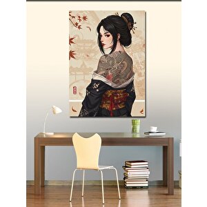 Kanvas Tablo Japon Kadın Dövme Sanatı 100x140 cm