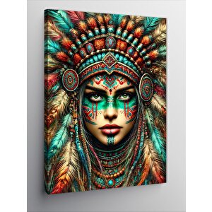 Kanvas Tablo Kızılderili Kadın Portresi 50x70 cm