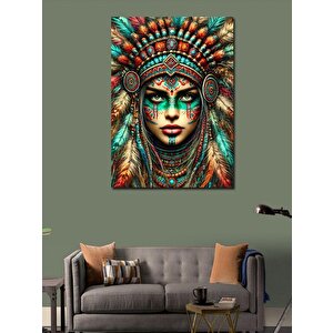 Kanvas Tablo Kızılderili Kadın Portresi 50x70 cm