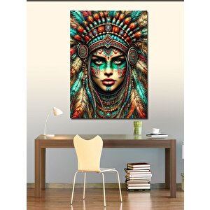 Kanvas Tablo Kızılderili Kadın Portresi 70x100 cm