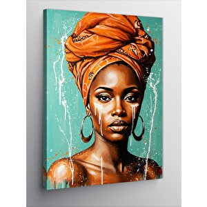 Kanvas Tablo Turuncu Afrikalı  Kadın Portresi 50x70 cm