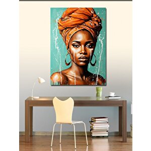 Kanvas Tablo Turuncu Afrikalı  Kadın Portresi 50x70 cm