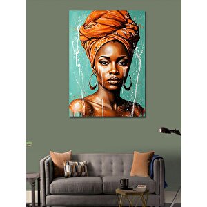 Kanvas Tablo Turuncu Afrikalı  Kadın Portresi 50x70 cm