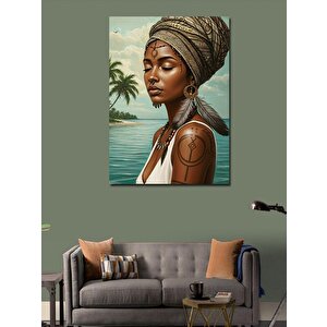 Kanvas Tablo Tropikal Kadın Ve Okyanus 70x100 cm