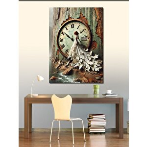 Kanvas Tablo Saat Ve Kadın 50x70 cm