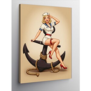 Kanvas Tablo Çapa Üzerinde Retro Kadın 50x70 cm