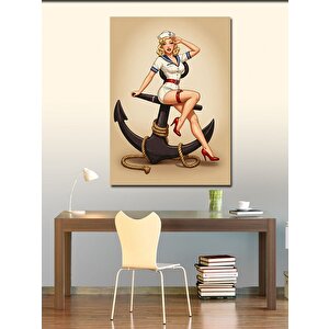 Kanvas Tablo Çapa Üzerinde Retro Kadın 100x140 cm