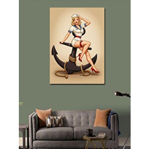 Kanvas Tablo Çapa Üzerinde Retro Kadın 100x140 cm