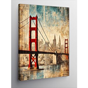 Kanvas Tablo Golden Gate Köprüsü Tasarımı 50x70 cm