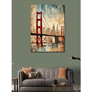 Kanvas Tablo Golden Gate Köprüsü Tasarımı 50x70 cm