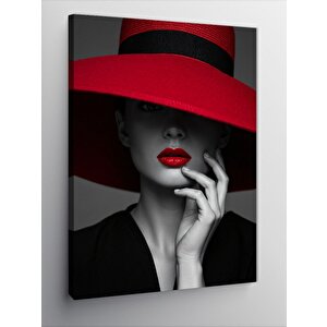Kanvas Tablo Kırmızı Şapkalı Güzellik 100x140 cm