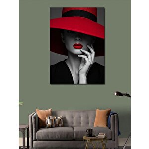Kanvas Tablo Kırmızı Şapkalı Güzellik 100x140 cm