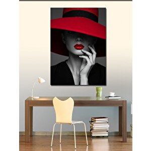 Kanvas Tablo Kırmızı Şapkalı Güzellik 50x70 cm