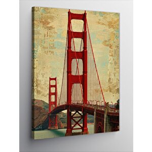Kanvas Tablo Golden Gate Köprüsü Çizimi 50x70 cm