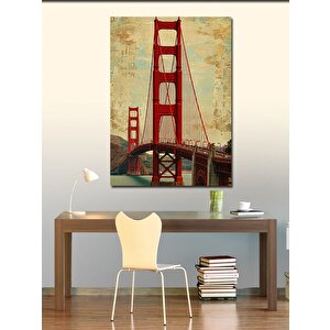 Kanvas Tablo Golden Gate Köprüsü Çizimi 50x70 cm