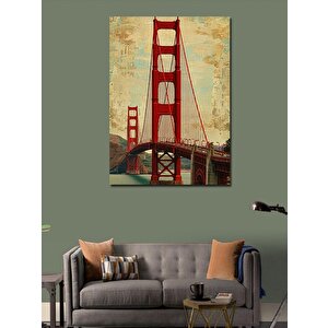 Kanvas Tablo Golden Gate Köprüsü Çizimi 50x70 cm