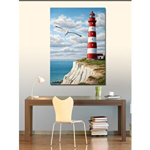 Kanvas Tablo Deniz Feneri Ve Martılar 70x100 cm