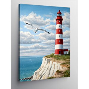 Kanvas Tablo Deniz Feneri Ve Martılar 50x70 cm